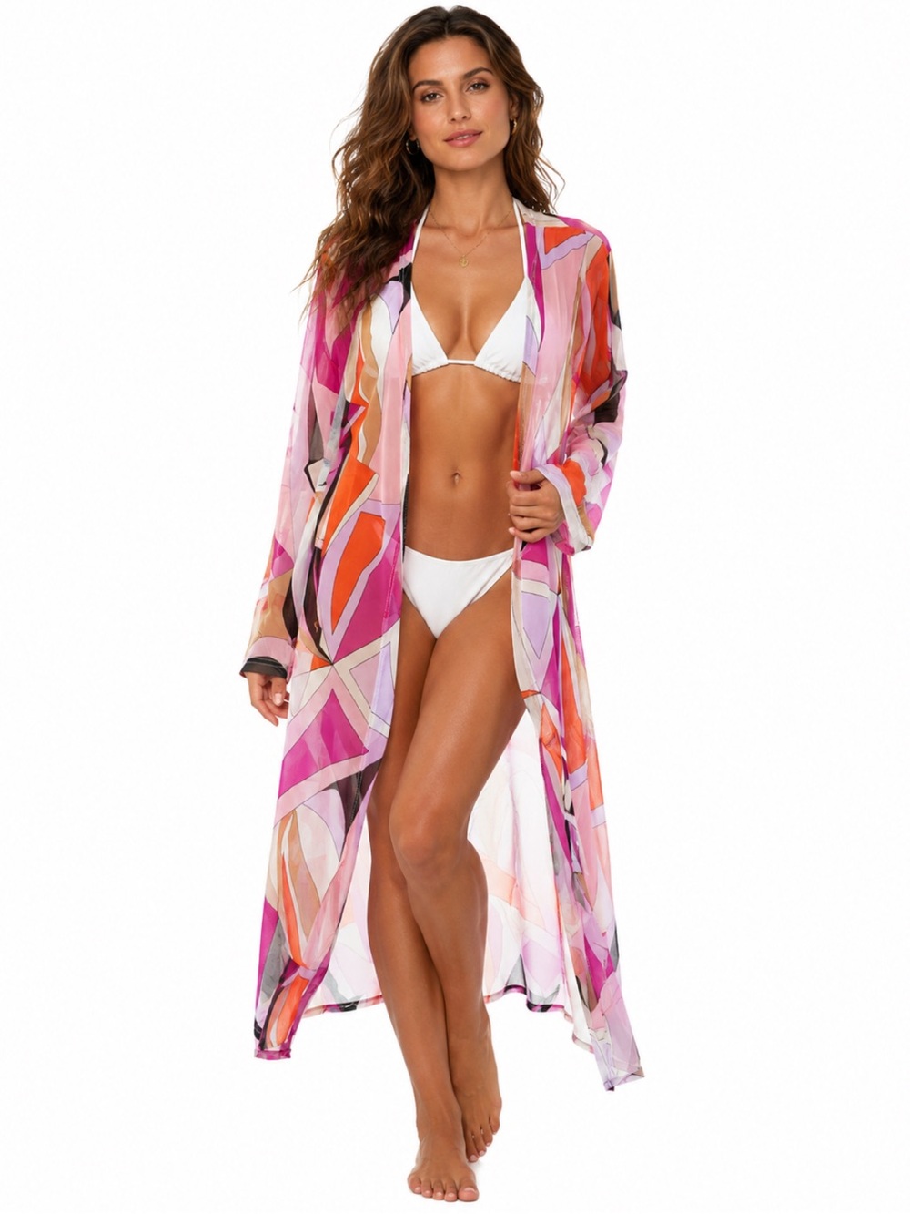 NYC Sheer Pink Multi-Print Beach Cover-Up Size Large